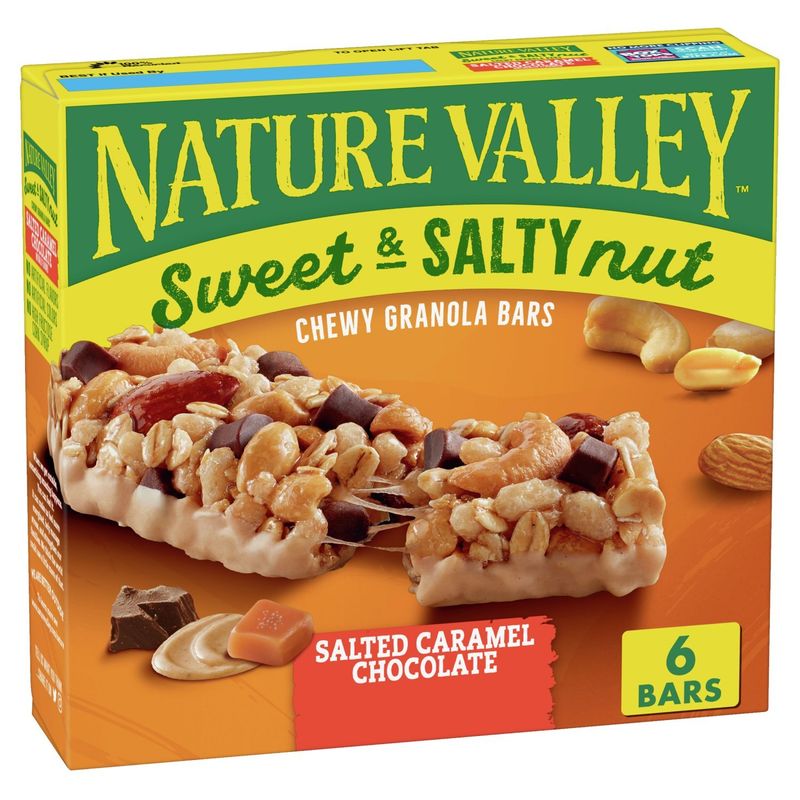 Nature Valley Salted Caramel Chocolate Sweet &amp; Salty Nut Chewy Granola Bars, 1.2 oz, 6 count