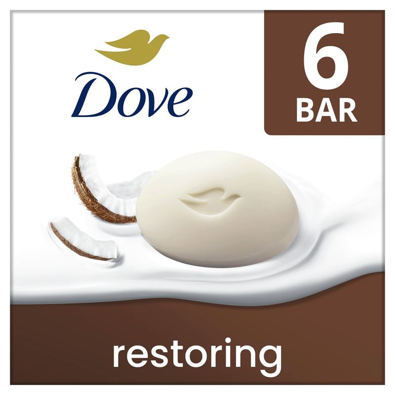 Dove Restoring Beauty Bar with Coconut &amp; Cocoa Butter, 3.75 oz, 6 count