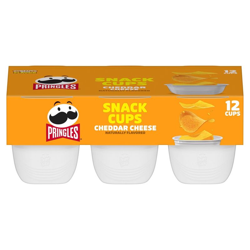 Pringles Snack Cups Cheddar Cheese Potato Crisps, 0.74 oz, 12 count