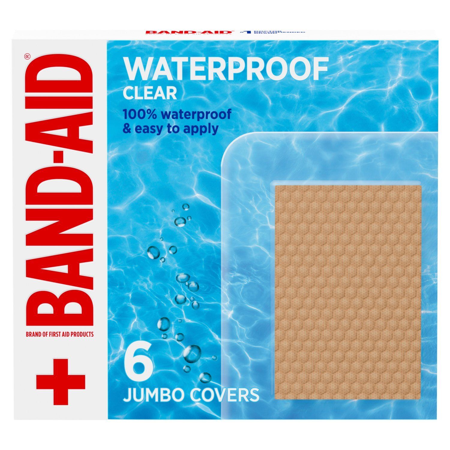 Band-Aid Waterproof Clear Jumbo Covers, 6 count
