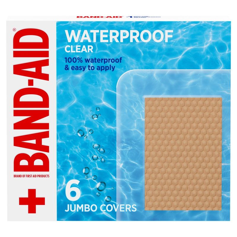 Band-Aid Waterproof Clear Jumbo Covers, 6 count