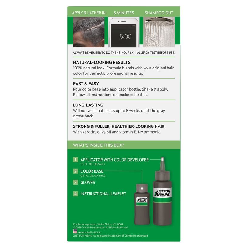 Just for Men Shampoo-In Color H-40 Medium-Dark Brown Haircolor Kit, Single Application
