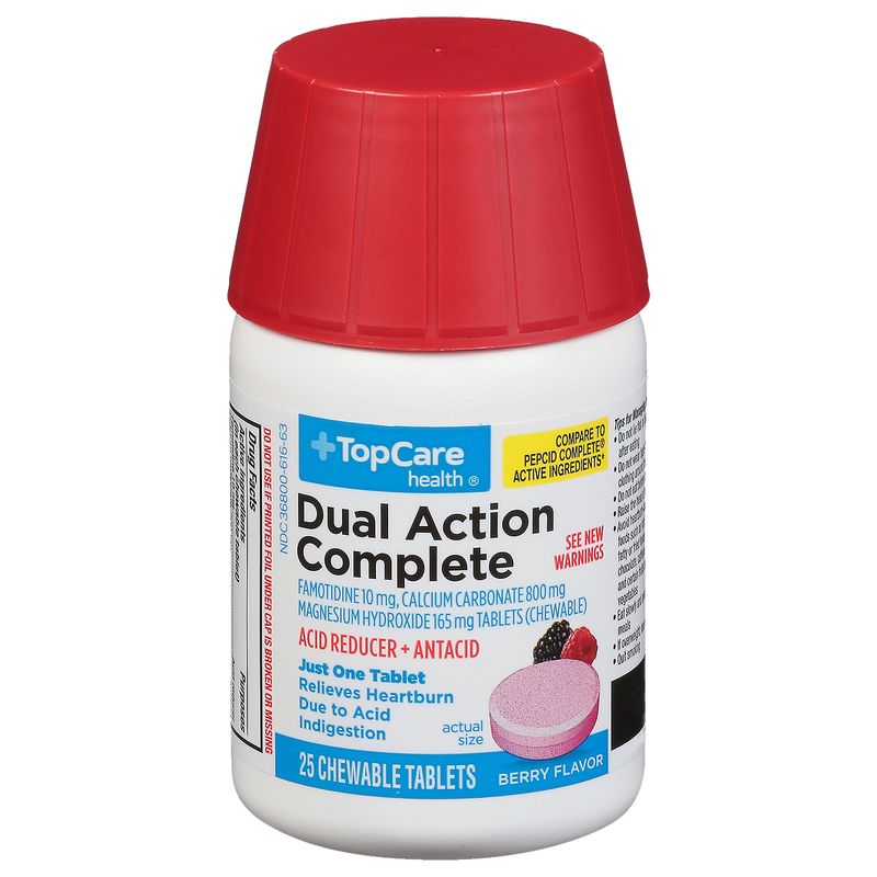 TopCare Acid Reducer + Antacid Chewable Famotidine 10mg Tablets, 25 each