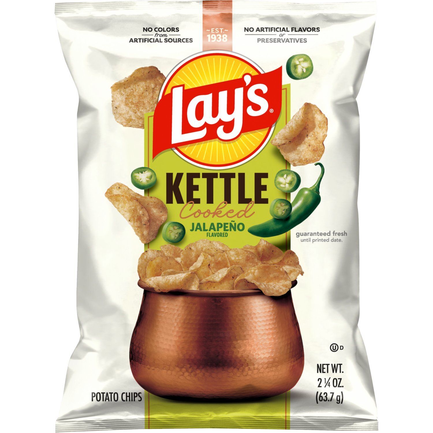 Lay's Kettle Cooked Potato Chips Jalapeno Flavored 2 1/4 Oz