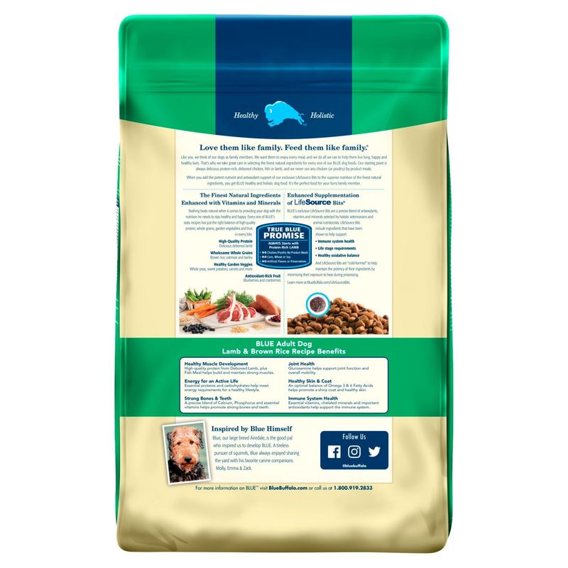 Blue Buffalo Life Protection Formula Natural Adult Dry Dog Food, Lamb and Brown Rice 15-lb