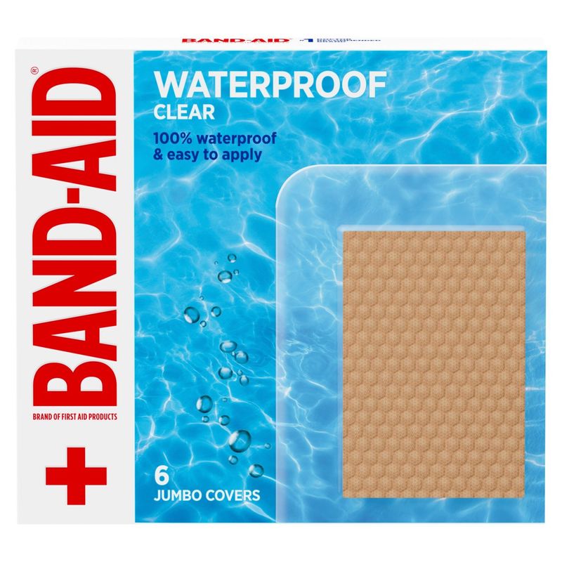 Band-Aid Waterproof Clear Jumbo Covers, 6 count