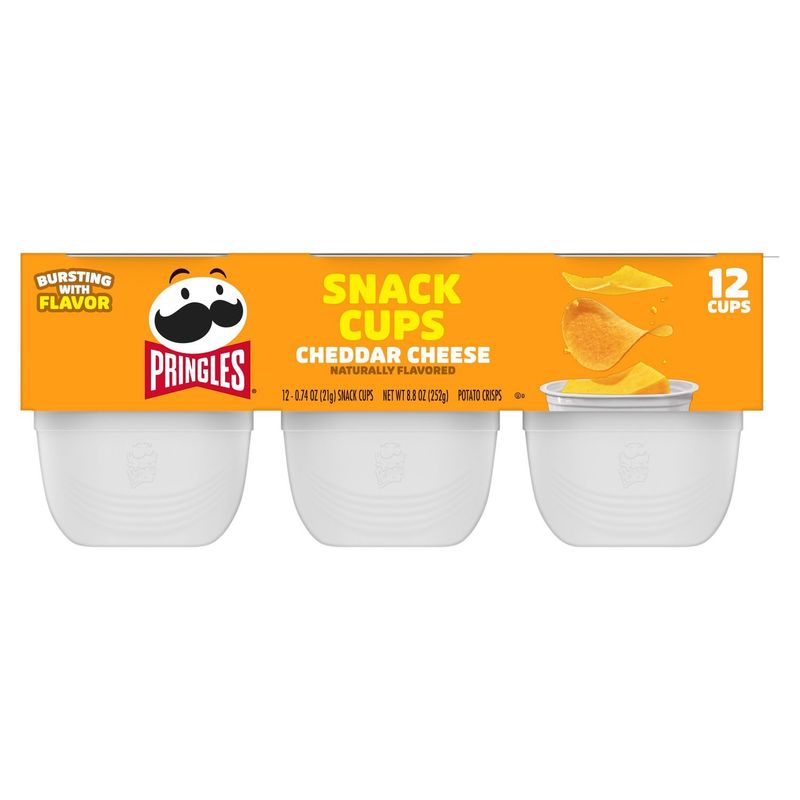 Pringles Snack Cups Cheddar Cheese Potato Crisps, 0.74 oz, 12 count