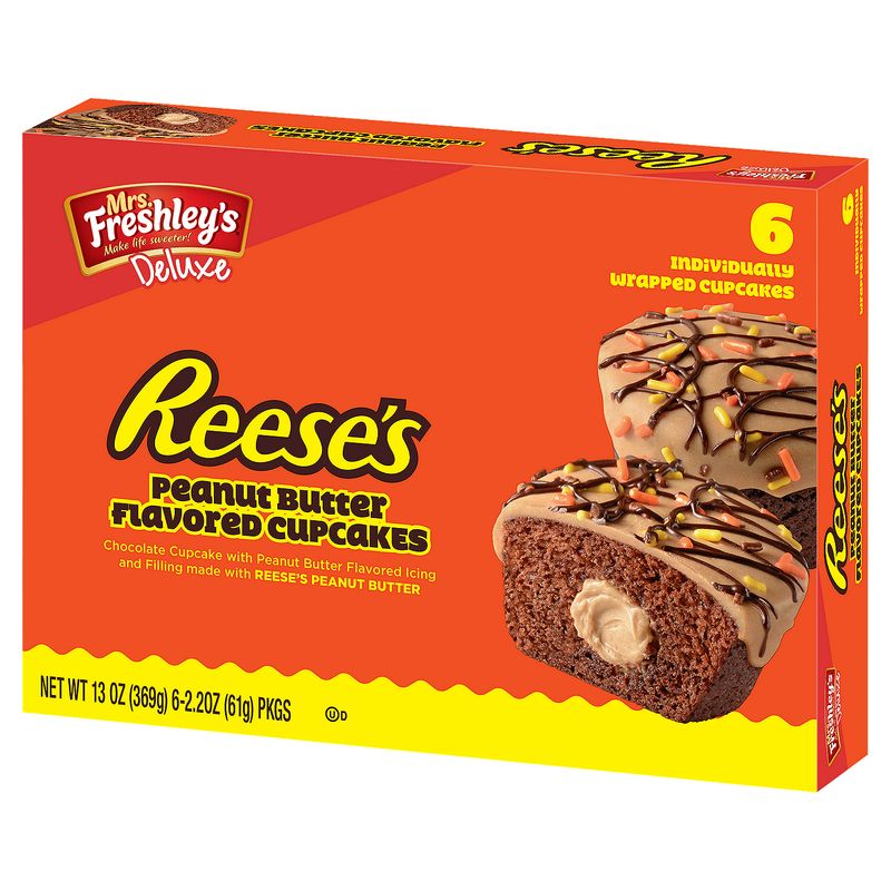Mrs. Freshley's Reese's Peanut Butter Flavored Cupcakes, 2.2 oz, 6 count