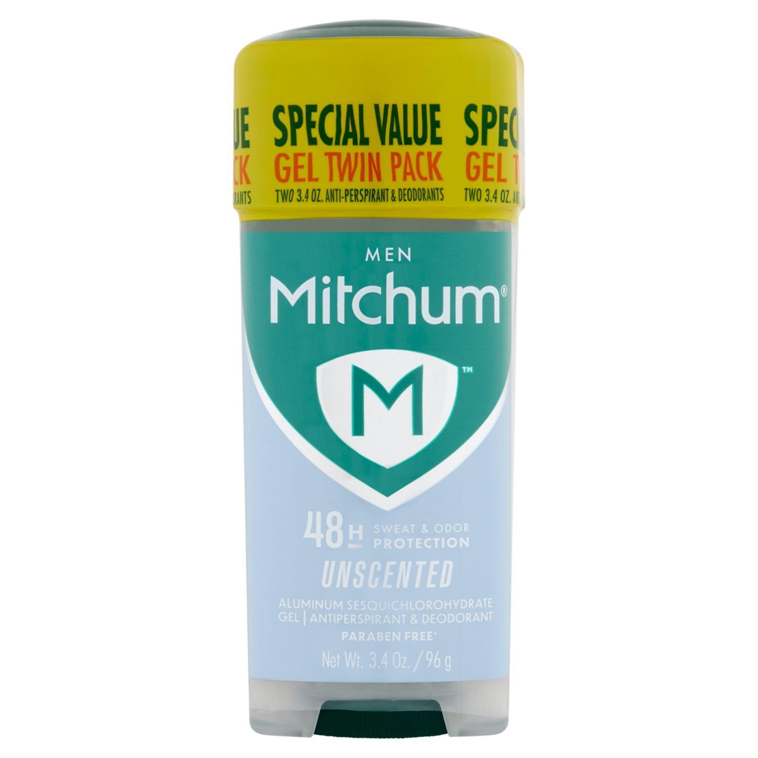 Mitchum Men Unscented Antiperspirant &amp; Deodorant Gel Twin Pack Special Value, 2 count, 3.4 oz