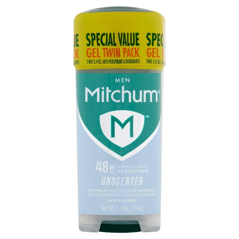 Mitchum Men Unscented Antiperspirant &amp; Deodorant Gel Twin Pack Special Value, 2 count, 3.4 oz