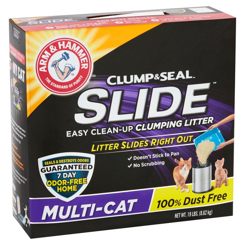 Arm &amp; Hammer Clump &amp; Seal Slide Multi-Cat Easy Clean-Up Clumping Litter, 19 lbs