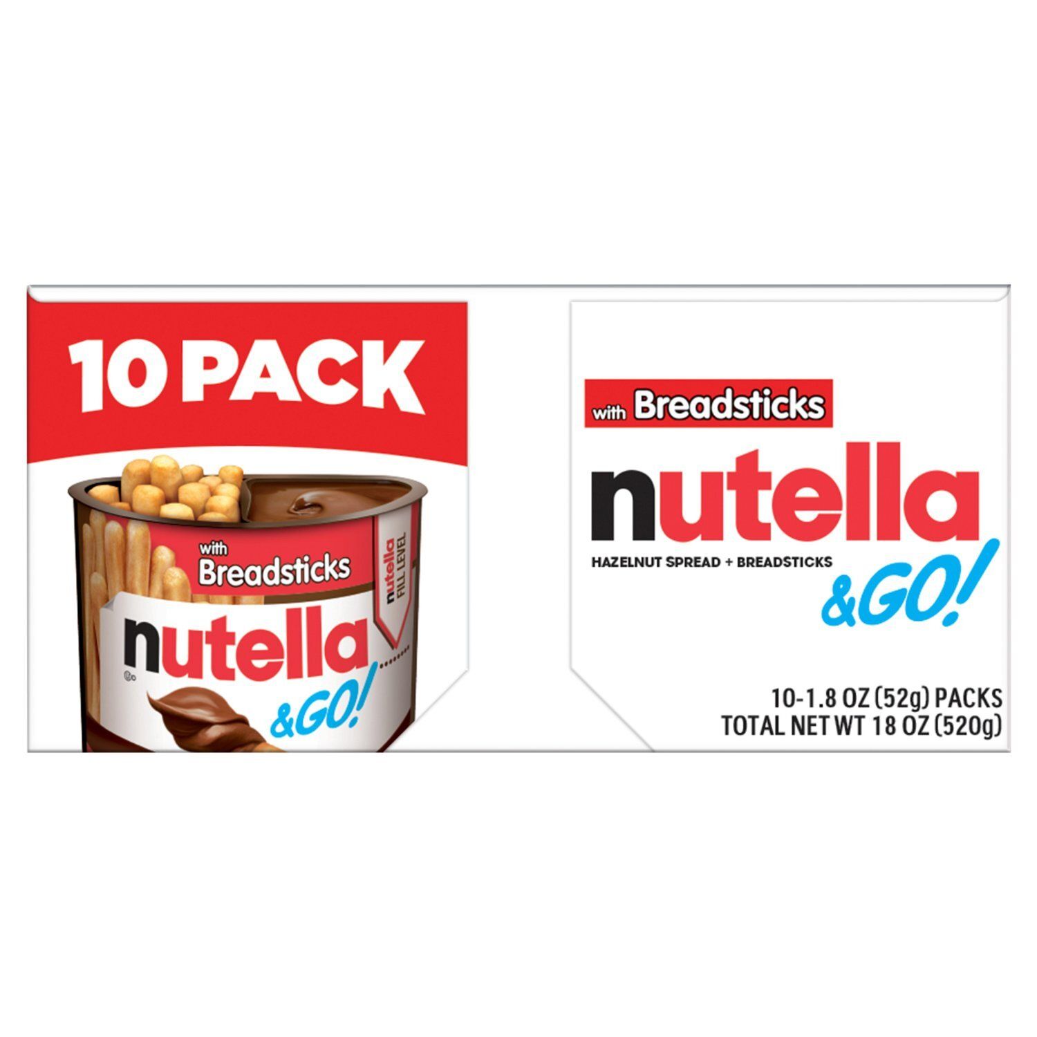 Nutella &amp; Go! Hazelnut Spread + Breadsticks Family Pack, 1.8 oz, 10 count