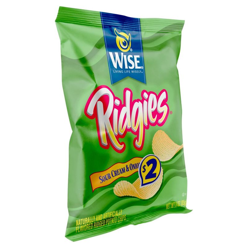 Wise Ridgies Sour Cream &amp; Onion Potato Chips, 3 oz