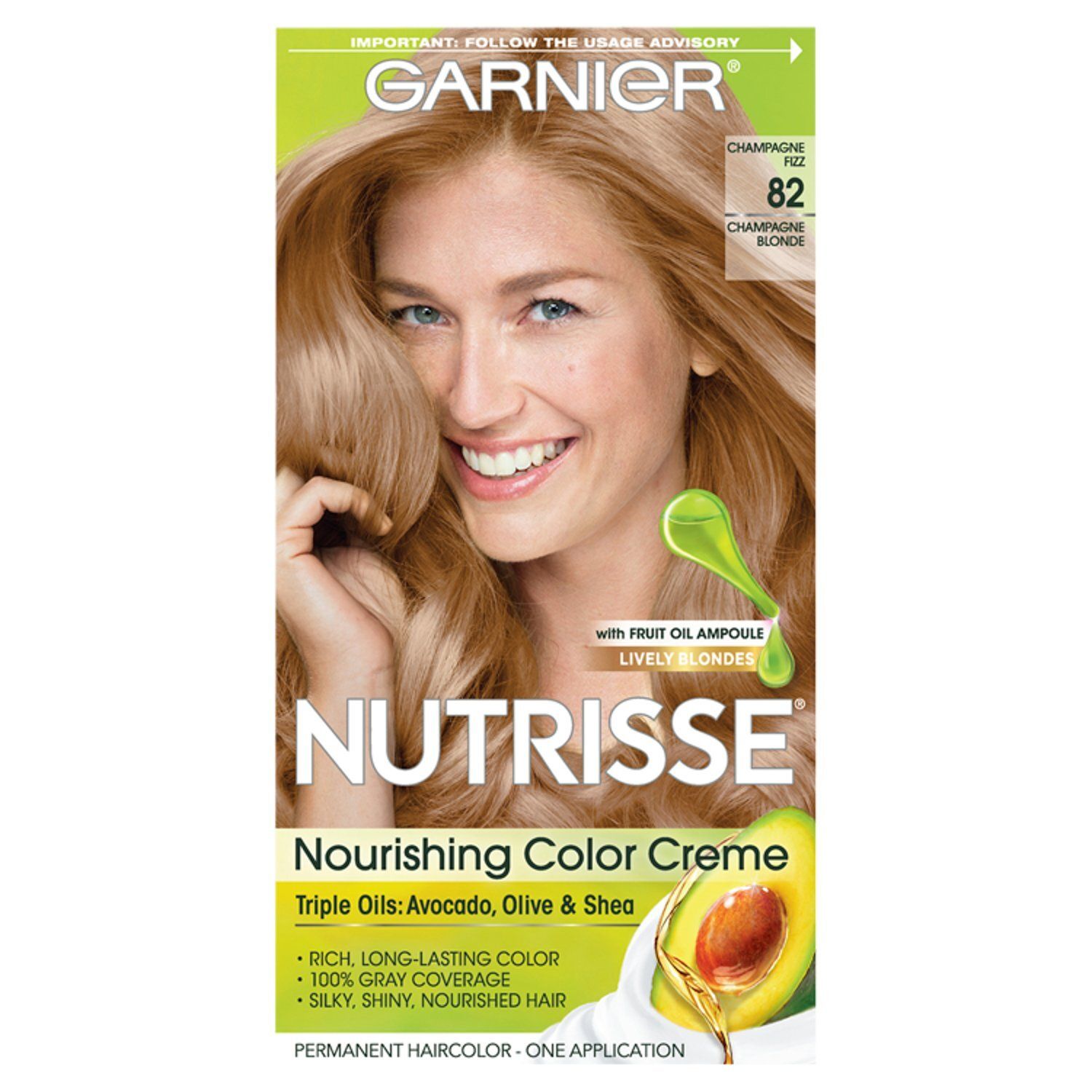 Garnier Nutrisse Champagne Fizz 82 Champagne Blonde Permanent Haircolor, one application