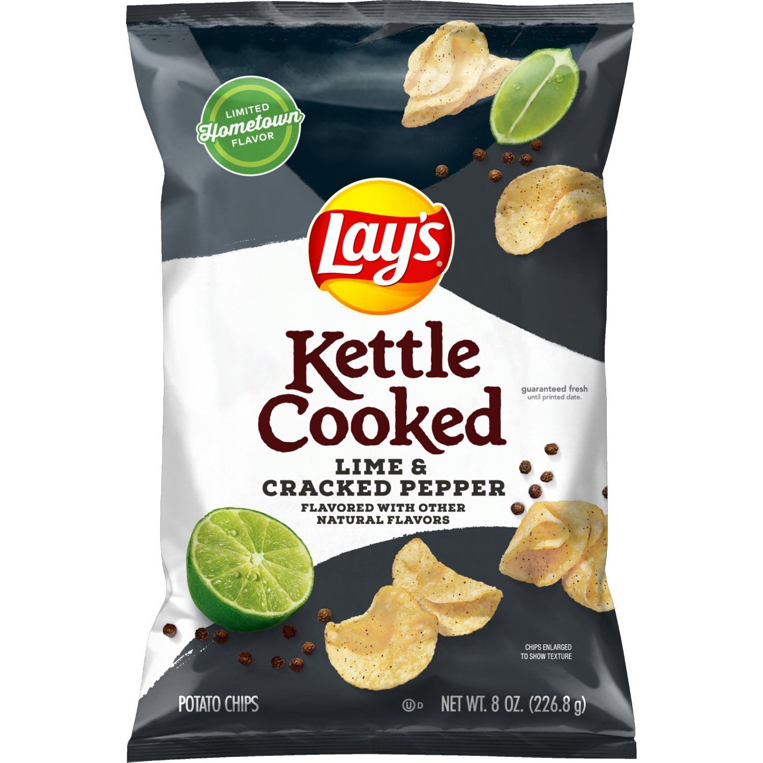 Lay's Kettle Cooked Potato Chips Lime &amp; Cracked Pepper 8 Oz