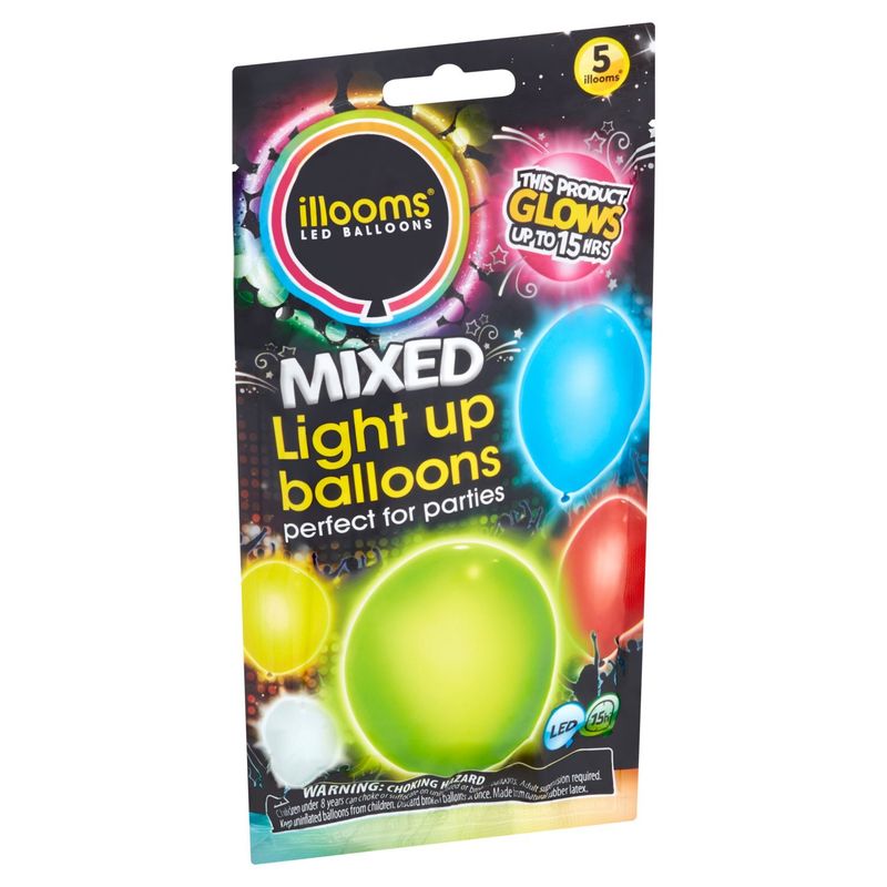 illooms LED Mixed Lightup Balloons, 5 count