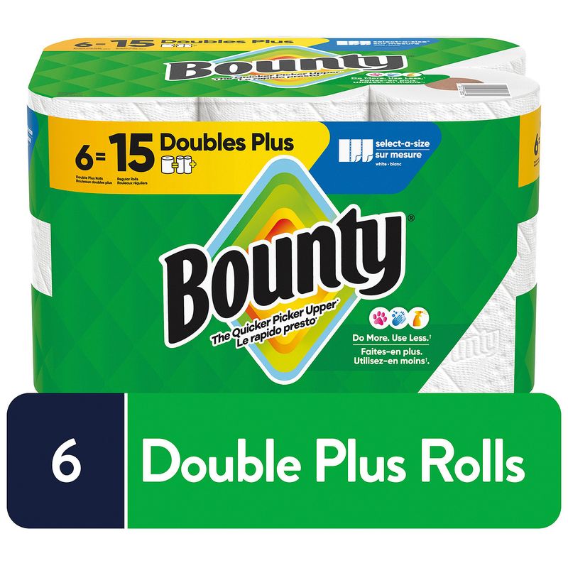Bounty Doubles Plus Paper Towel Rolls, 6 count