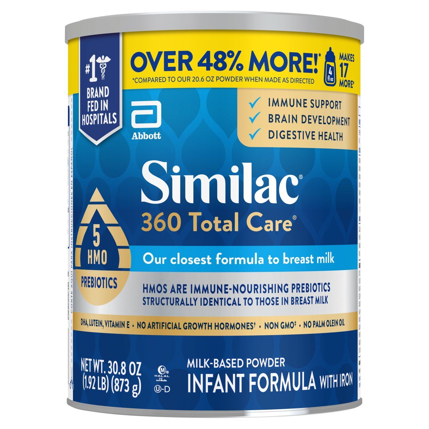 Similac 360 Total Care Milk-Based Powder Infant Formula with Iron, 30.8 oz