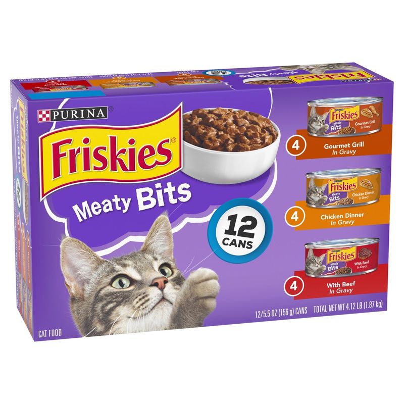 Purina Friskies Meaty Bits Cat Food, 5.5 oz, 12 count