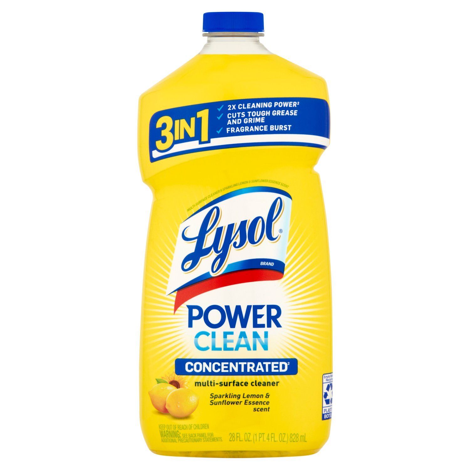 Lysol Power Clean Sparkling Lemon &amp; Sunflower Essence Scent Multi-Surface Cleaner, 28 fl oz