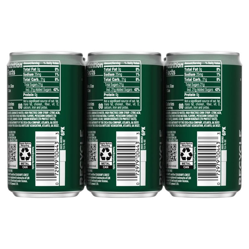 Seagram's Ginger Ale, 7.5 fl oz, 6 count