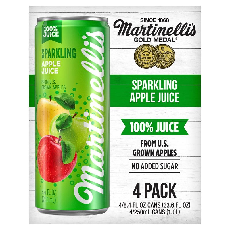 Martinelli's Gold Medal Sparkling Apple Juice, 8.4 fl oz, 4 count
