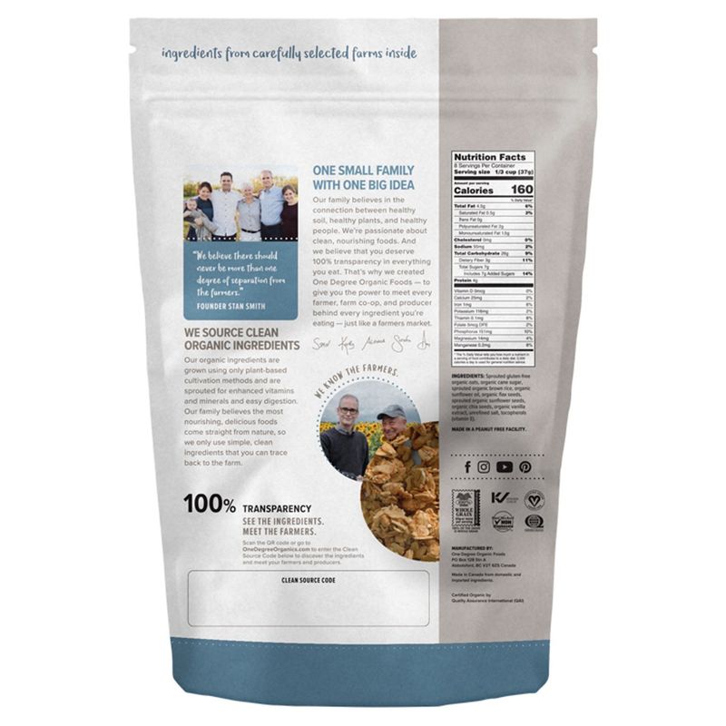 One Degree Organic Foods Gluten Free Sprouted Vanilla Chia Granola, 11 oz