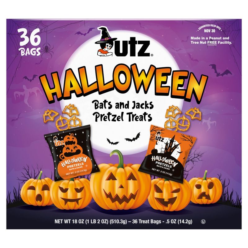 Utz Halloween Bats and Jacks Pretzel Treats, .5 oz, 36 count