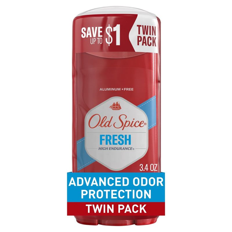 Old Spice High Endurance Aluminum Free Fresh Deodorant Twin Pack, 3.4 oz, 2 count
