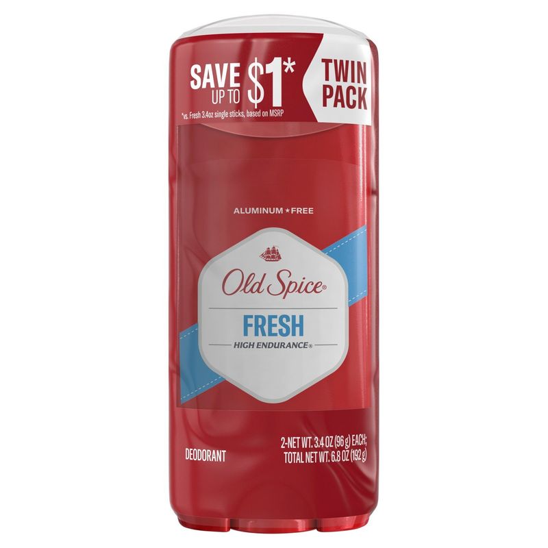 Old Spice High Endurance Aluminum Free Fresh Deodorant Twin Pack, 3.4 oz, 2 count