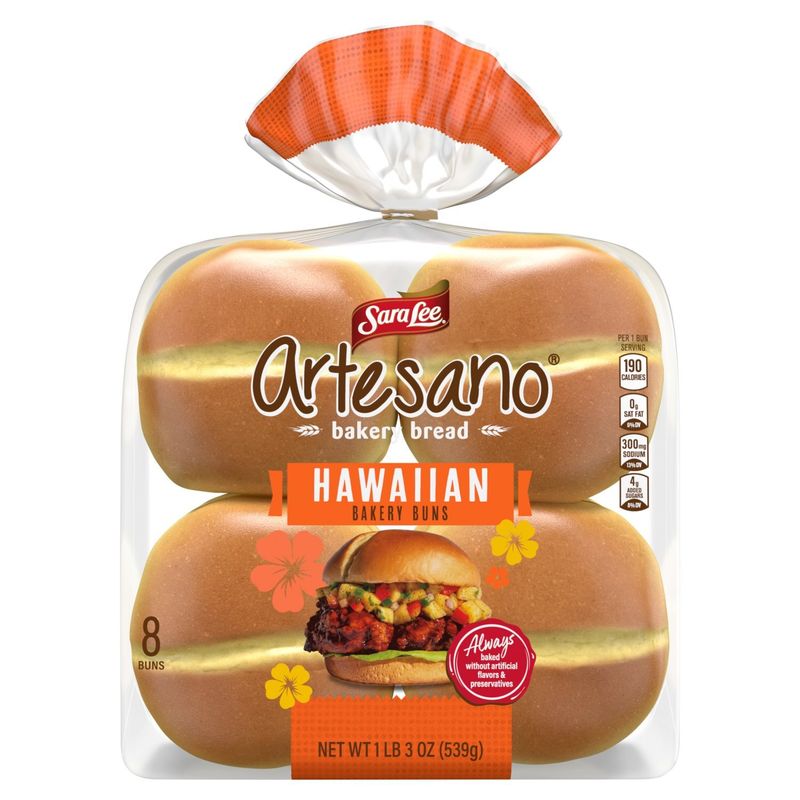 Sara Lee Artesano Hawaiian Bakery Bread Buns, 8 count, 1 lb 3 oz