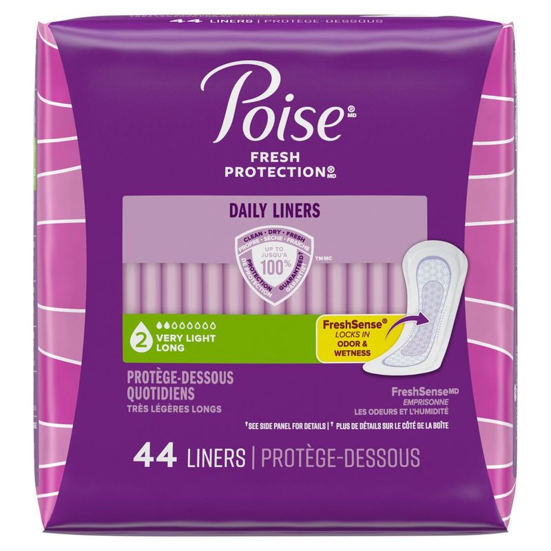 Poise Fresh Protection Very Light Long Daily Liners, 44 count