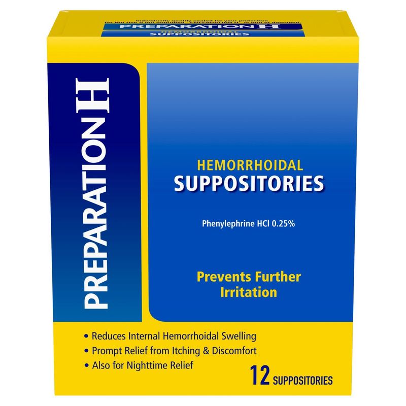 Preparation H Hemorrhoidal Suppositories, 12 count