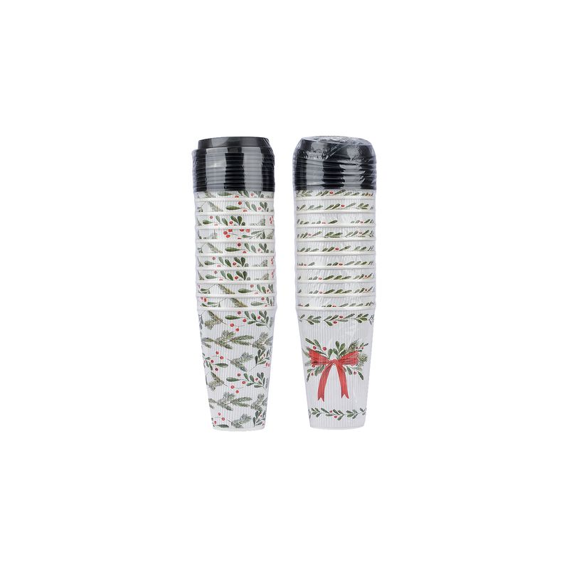 TDC Double Wall Christmas Coffee Cups with Lid, 10 Count