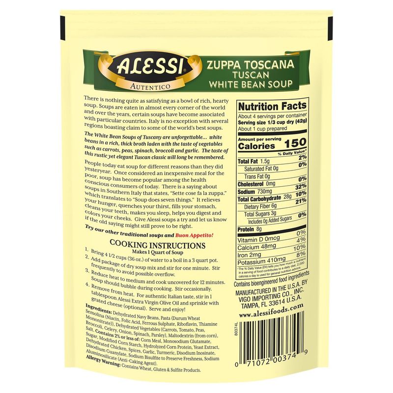 Alessi Premium Tuscan White Bean Soup, 6 oz
