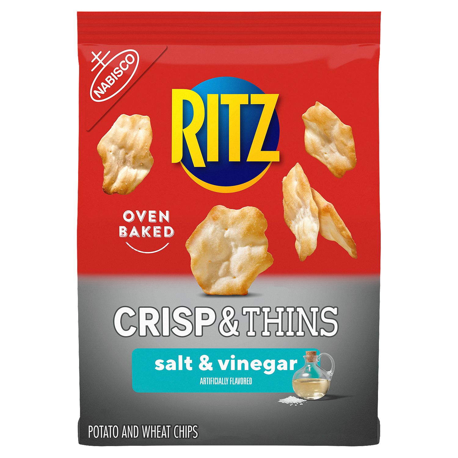 Nabisco Ritz Salt &amp; Vinegar Crisp &amp; Thins Potato and Wheat Chips, 7.1 oz