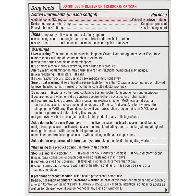TopCare Day Time Cold &amp; Flu Relief, Alcohol Free, Non-Drowsy, 16 Softgels