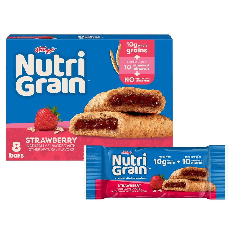 Kellogg's Nutri-Grain Strawberry Breakfast Bars, 1.3 oz, 8 count