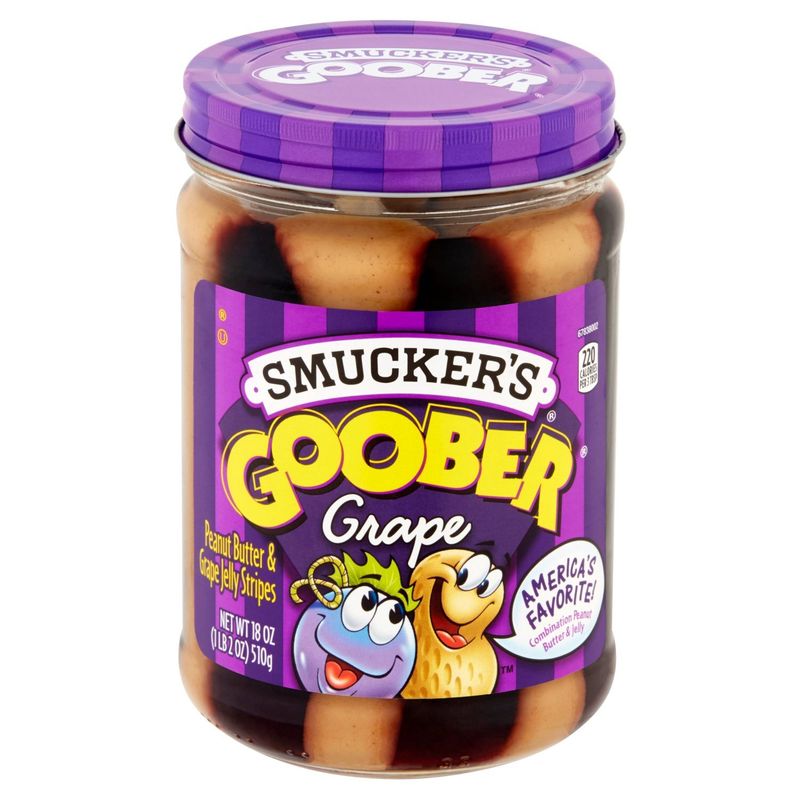 Smucker's Goober Peanut Butter &amp; Grape Jelly Stripes, 18 oz