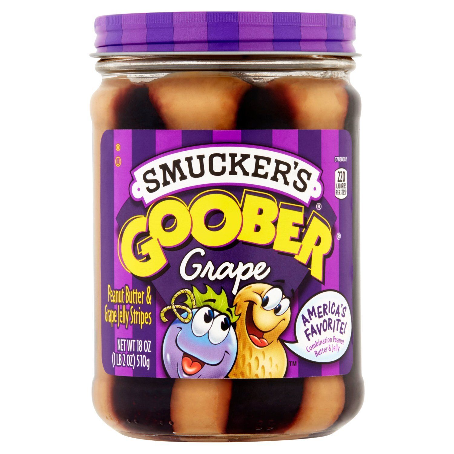 Smucker's Goober Peanut Butter &amp; Grape Jelly Stripes, 18 oz