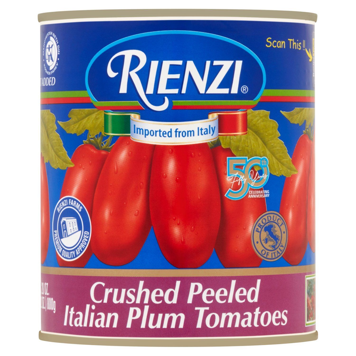 Rienzi Crushed Peeled Italian Plum Tomatoes, 28 oz