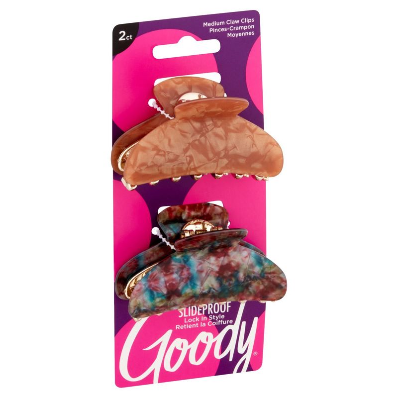 Goody SlideProof Medium Claw Clips, 2 count