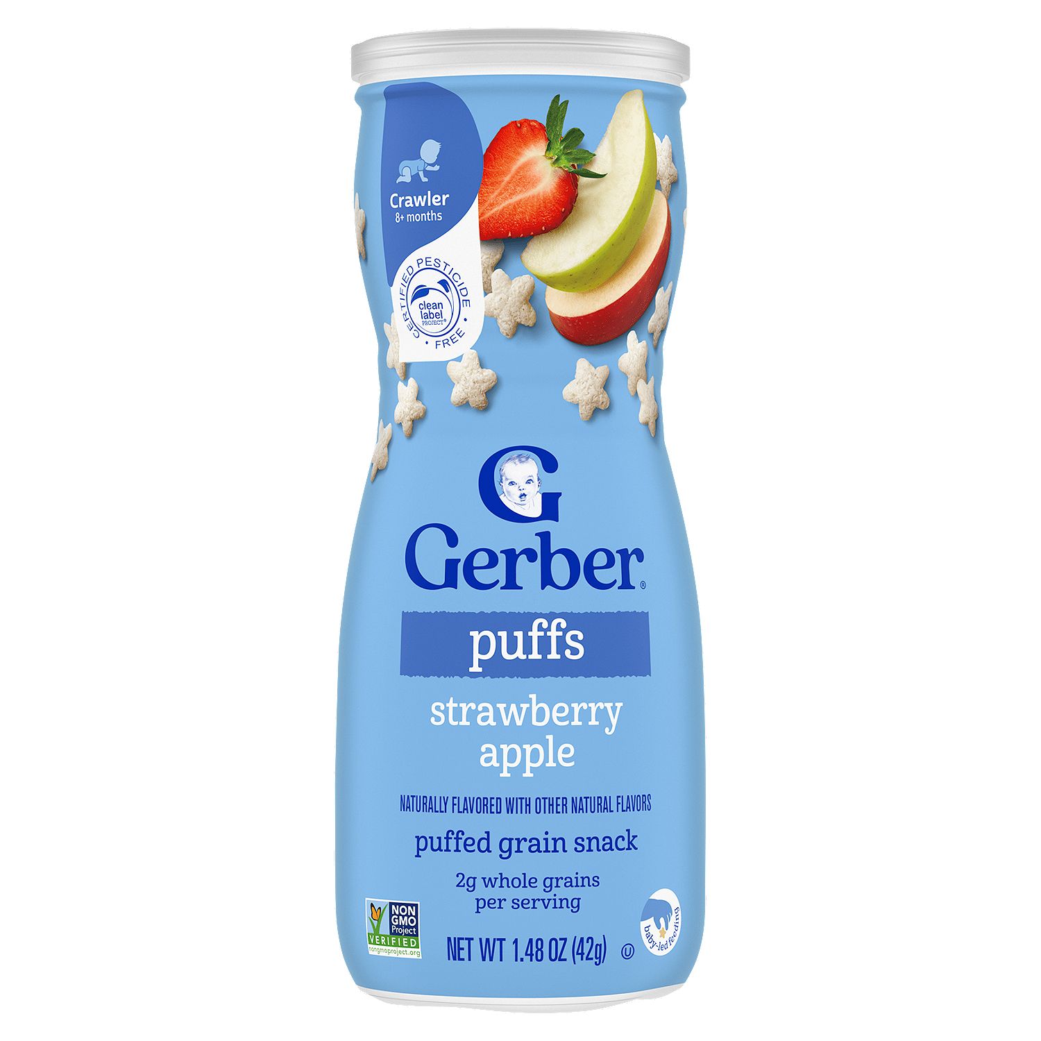 Gerber Strawberry Apple Puffs Cereal Snack, Crawler, 8+ Months, 1.48 oz