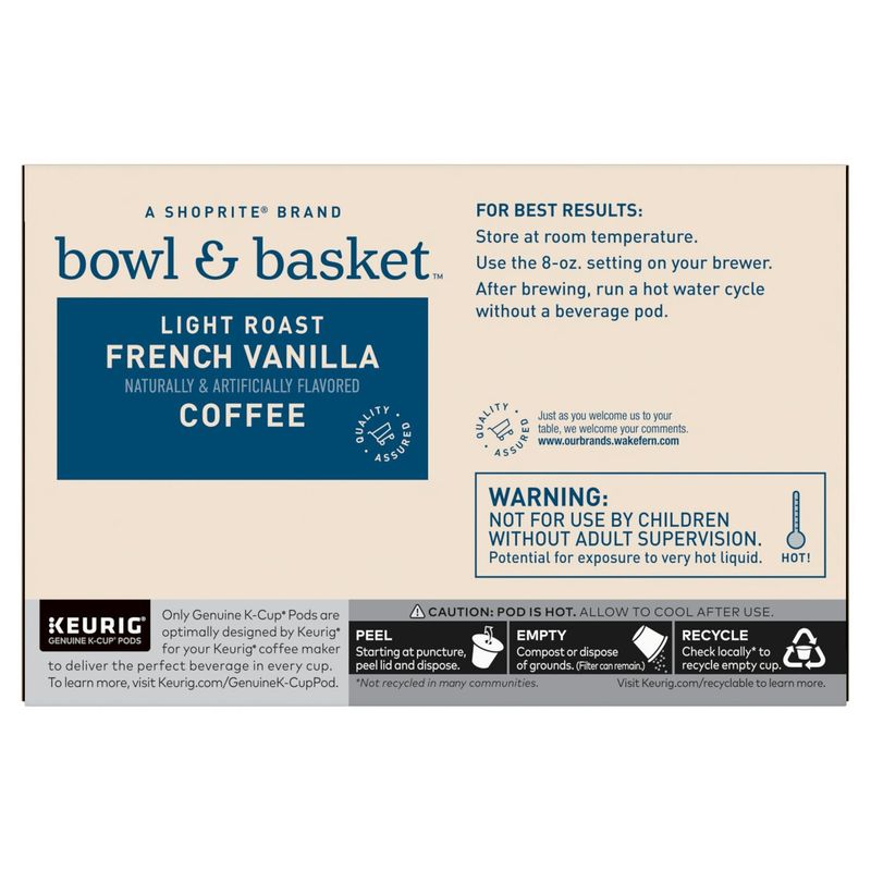 Bowl &amp; Basket Light Roast French Vanilla Coffee K-Cup Pods, 0.31 oz, 12 count