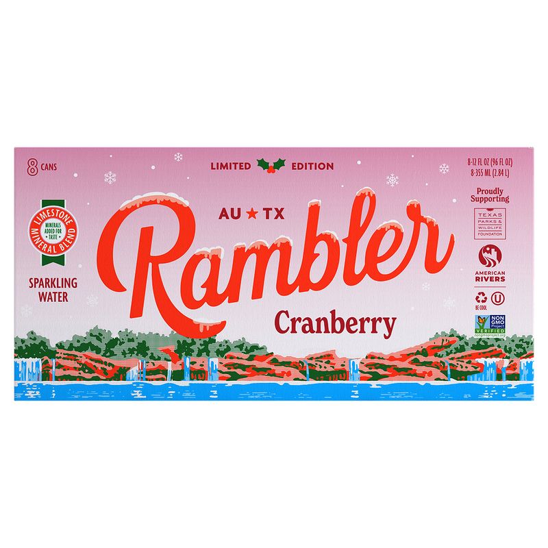 Rambler Cranberry Sparkling Water Limited Edition, 12 fl oz, 8 count