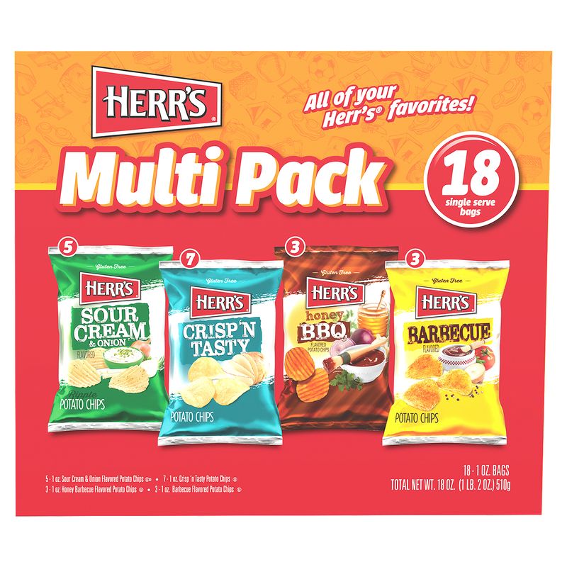 Herr's Single Serve Bags Multi Pack, 1 oz, 18 count