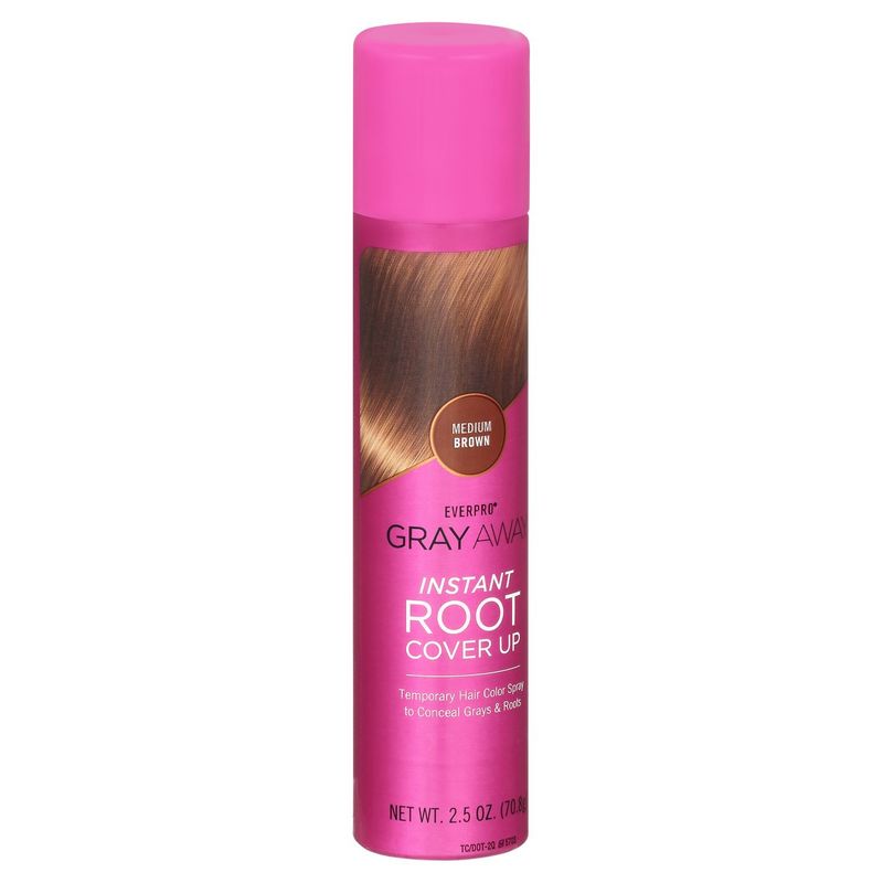 Everpro Gray Away Medium Brown Temporary Root Concealer Hair Color Spray, 2.5 oz