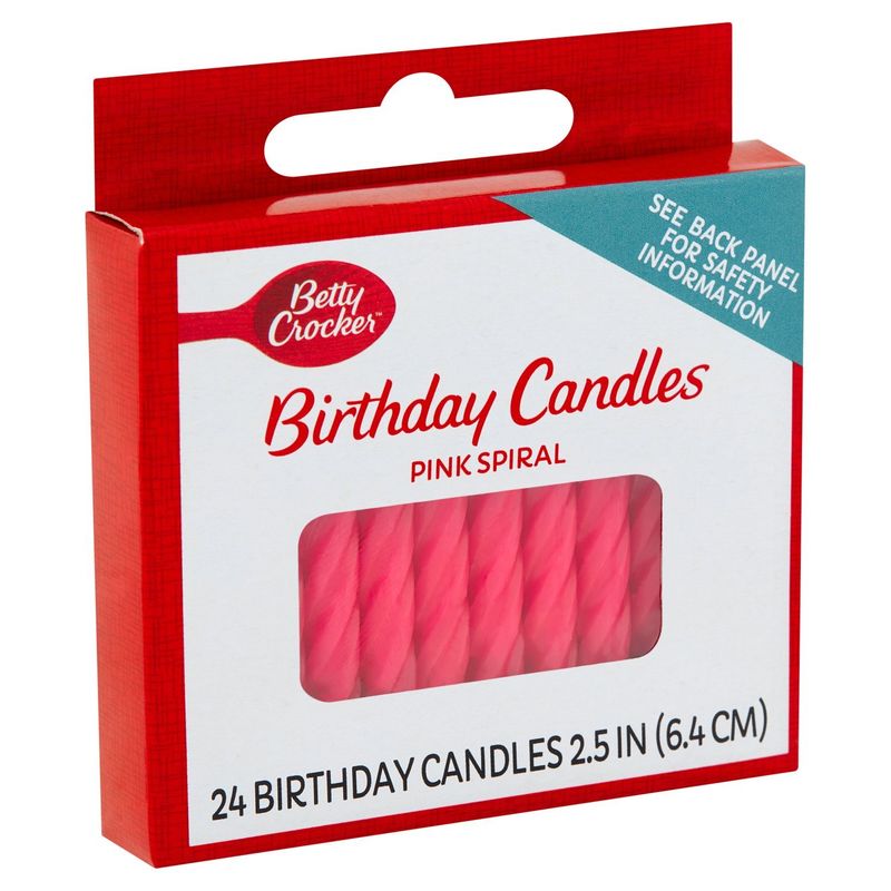 Betty Crocker Pink Spiral Birthday Candles, 24 count