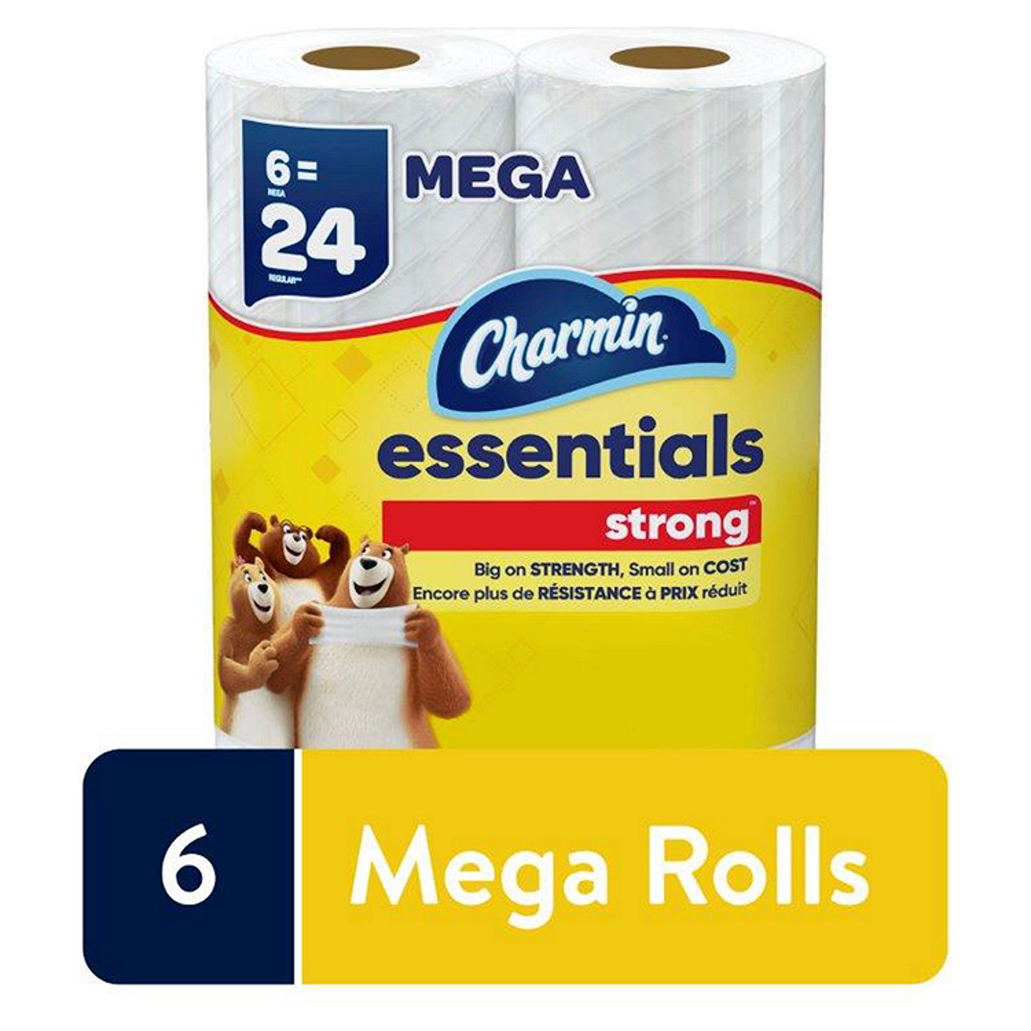 Charmin Essentials Strong Toilet Paper, 6 Mega Rolls