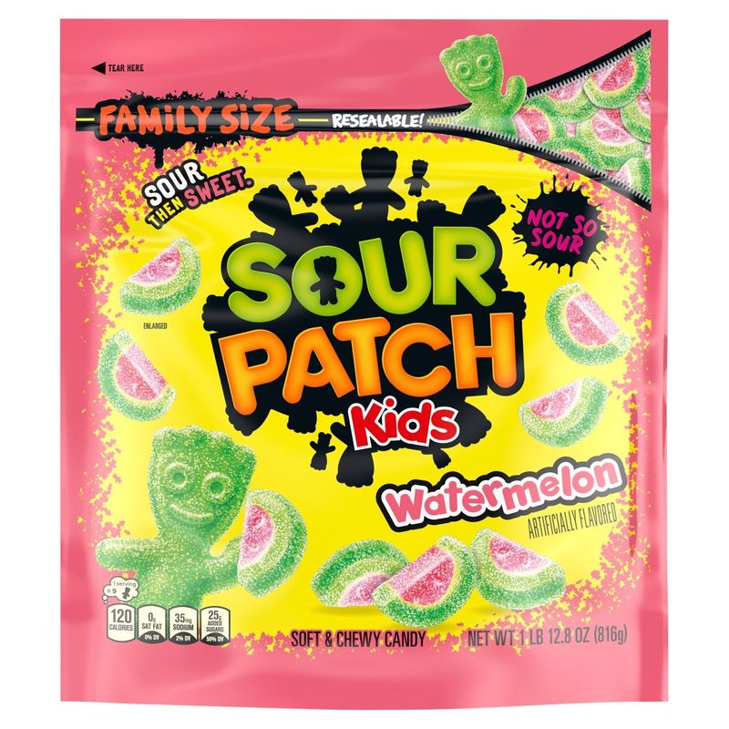 Sour Patch Kids Watermelon Soft &amp; Chewy Candy Family Size, 28.8 oz